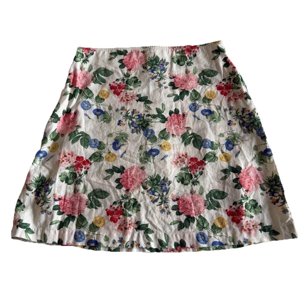Old Navy Skirt Womens M Floral A-Line Short Linen Blend Casual Cottage Boho